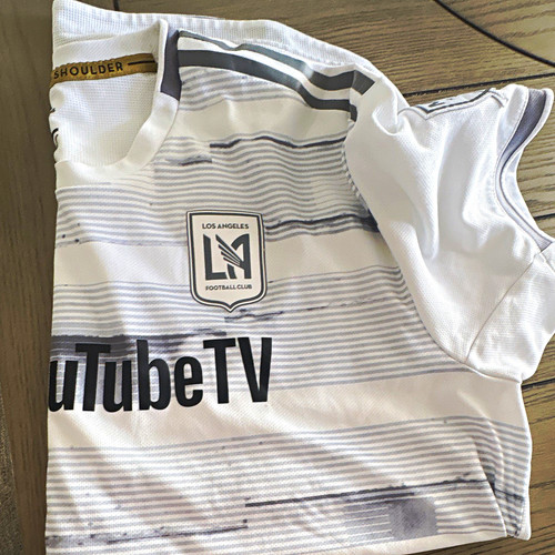 adidas Los Angeles FC LAFC MLS Soccer Jersey XL White/Gray YouTube TV