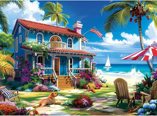 300 Pieces Puzzle for Adults  Beach House Puzzle  Recycled Cardboard Large