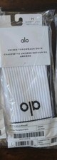 Alo Throwback Crew Socks Mid Calf White/Black M Logo Cotton Blend 1 Pair NWT