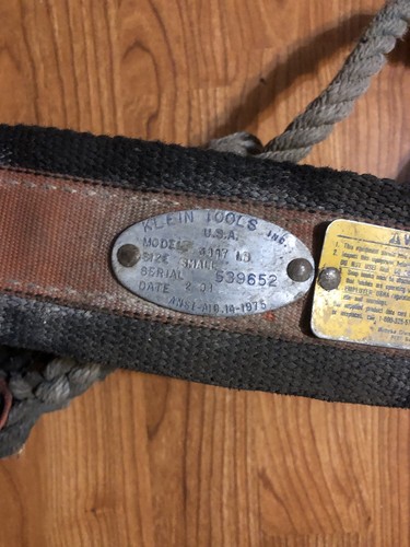  Vintage 1991 Klein Tools Lineman Or Tree Climbing Belt Model 5447 LB Small