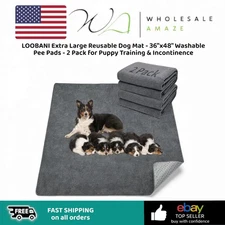 LOOBANI Extra Large Reusable Dog Mat - 36"x48" Washable Pee Pads - 2 Pack