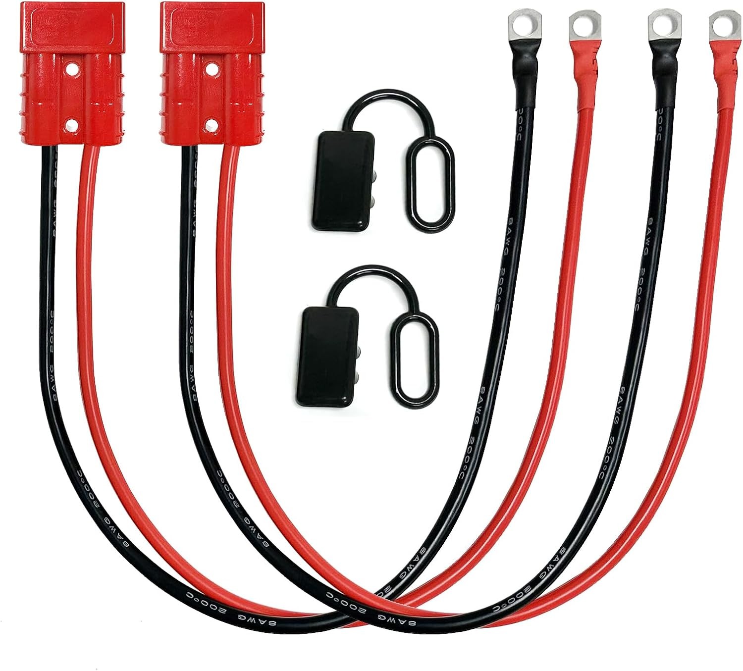 2 Pcs 50A Battery Quick Connector,1.64FT 8AWG Electric Forklift Charging Plug Ca
