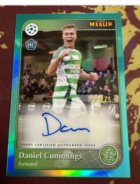 Daniel Cummings 2024-25 Topps Merlin UCC Auto Aqua Refractor 71/75 RC #AU-DC