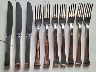7 Gabeln 3 Messer WMF 2500 Art Deco Bauhaus 800 er Silber