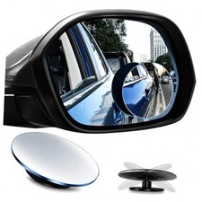 Frameless Car Blind Spot Mirror 2 Pack - Premium Convex HD Glass Round Side