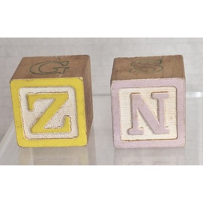 Vtg Wooden Alphabet Blocks Set of 2 Nursery Decor Letters MLP Stable