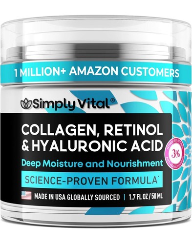 Crema de colágeno, retina y ácido hialurónico SimplyVital - Crema hidratante antifacial