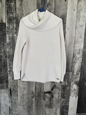 Michael Kors Cowl Neck Waffle Knit Pullover Sweater Long Sleeves Ivory Sz Small