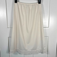 Vintage Sliperfection White Half Slip Women  s Medium Lace Hem Elastic Waist USA