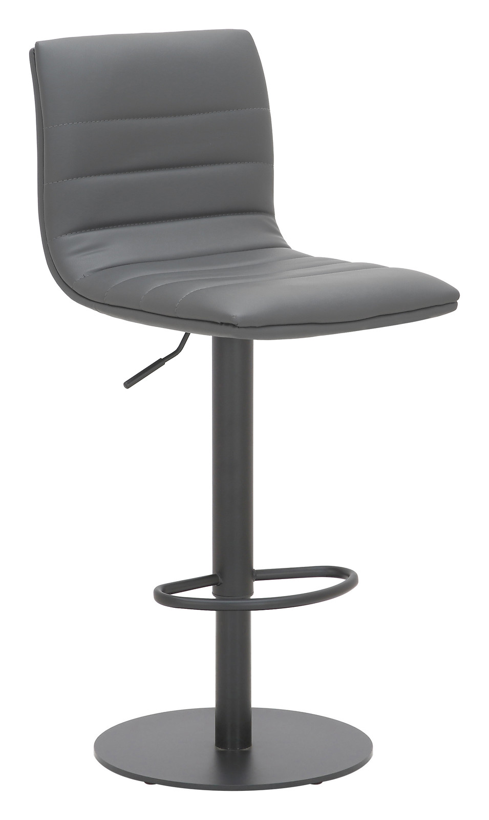 Deluxe Aldo Bar Stool - Charcoal Grey, Matt Black Frame, Adjustable Height