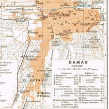 DAMASCUS ORIGINAL Vintage Antique plan map 1912 Levant SYRIA ?????? Mad?nat