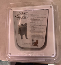 Deluxe Cat Flap Tunnel White Manual Locking Flap Door Plastic