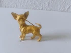 Vintage Crown Trifari Gold Tone Standing CHIHUAHUA Brooch Pin 1960s Jewelry FShp