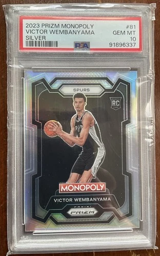 2023-24 PANINI PRIZM SILVER MONOPOLY #81 VICTOR WEMBANYAMA ROOKIE RC PSA 10