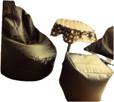 BEANBAG FAUX LEATHER BEAN BAG CHAIR BLACK with BEAN BAG CHAIR