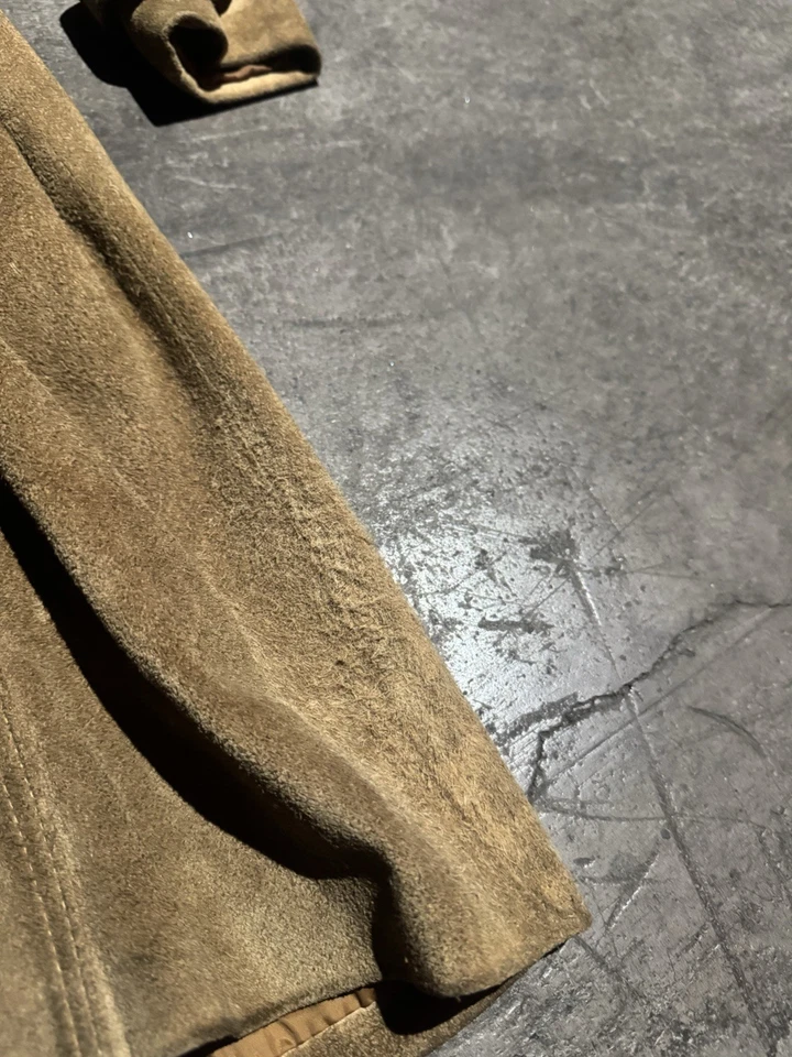 Vintage 1970d Suede Leather Trench Coat Belted Western Boho Womens 9/10 - Image 3 of 4