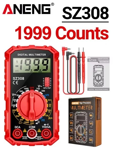 ANENG SZ308 Digital Multimeter 1999 Counts AC/DC Voltage Current HFE Tester