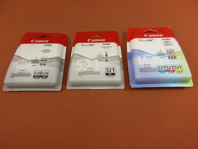 Orignal Canon PGI-520BK Double Pack - CLI521BK - ClI-521C / CLI-521M / CLI-521Y Original Box