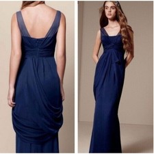 White by Vera Wang Charcoal Grey Draped Chiffon Bridesmaid Prom Gown Womens 8