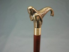 37'' Victorian Brass Designer Head Handle Wooden Walking Stick NUDE LADY Cane
