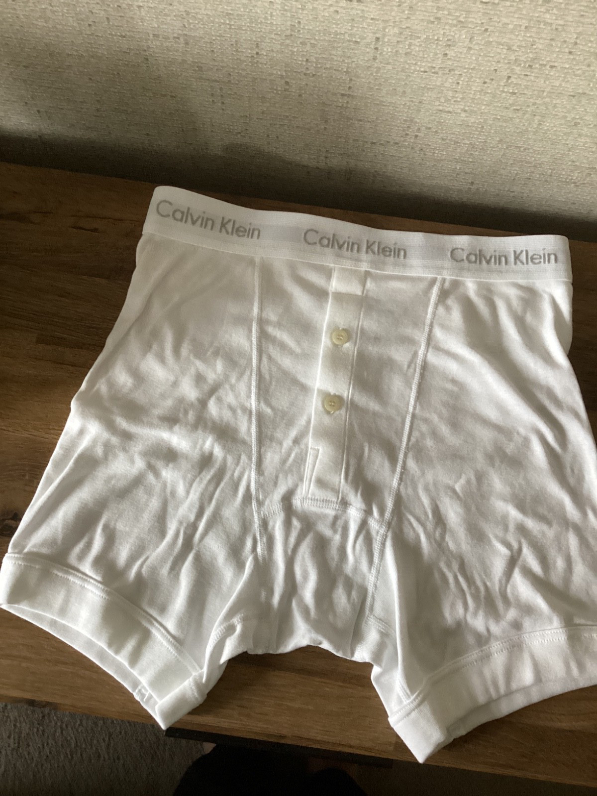 CALVIN KLEIN MENS BUTTON FLY BOXER TRUNK/SHORTS SMALL(28"-30") WHITE