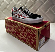 VANS Old Skool Kids Canvas Low Top Sneaker Check Black Red White US 5.5