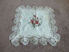 Beautiful Lace Doily White Floral Machine Embroidery Wide Lace Tri m 17 x 17"