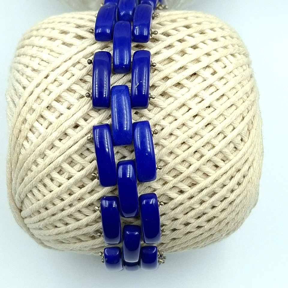 bracciale autentico lapislazzuli blu unisex argento 925 lapis lazuli bracelet - Immagine 2 di 4