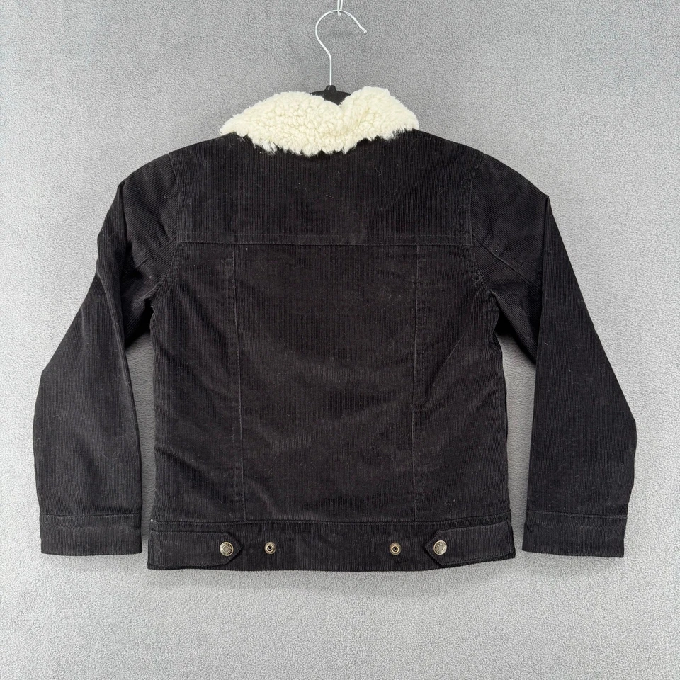 Jaqueta Janie Jack Sherpa forrada de veludo com botões infantil 5-6 preta - Imagem 2 de 4