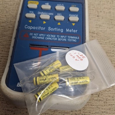 (5) WMF 1P1 Cornell Dubilier (CDE) .1 MFD/10 % 100V Film PolyAxial Capacitors
