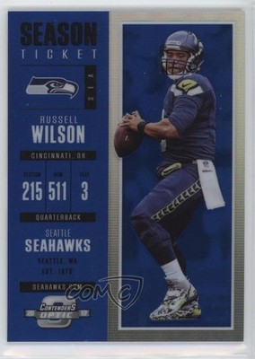 2017 Panini Contenders Optic Season Ticket Blue Prizm 14/99 Russell Wilson 0ji1