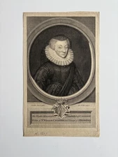 Antique Engraving Lady Elisabeth Cavendish Duchess of Shrewsbury Bess Hardwick