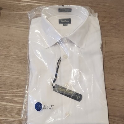 Neiman Marcus Men's Classic Fit Wrinkle Resistant White Dress Shirt 15 34/35