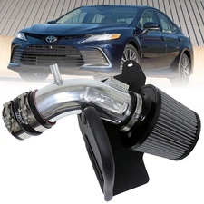HPS Polish Shortram Air Intake Kit w/Heat Shield For 18-24 Camry 2.5L 4CYL XV70