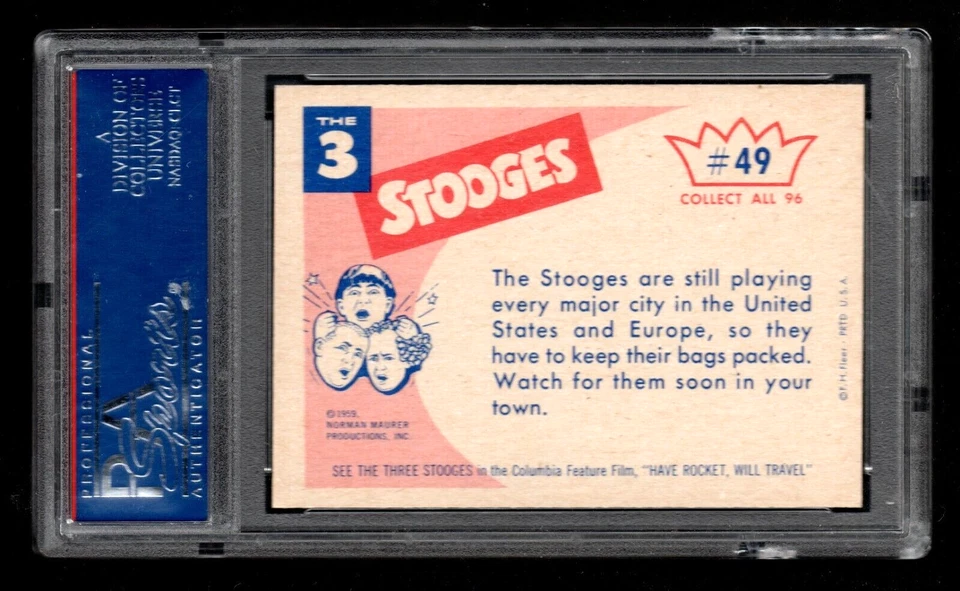 1959 Fleer Three Stooges #49 Always on the go PSA 9 - Image 2 of 2