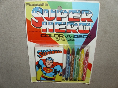 VINTAGE SUPERMAN SUPER FRIENDS RUSSELL SUPER HERO COLOR-A-DECK DC RARE MOC 1977