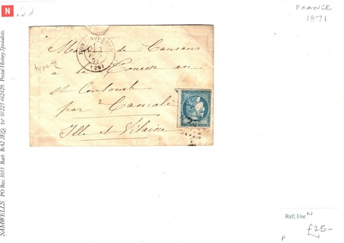 FRANCE Cover *Cancale* 20c Cerses 1871 {samwells-covers} SN22 - Picture 5 of 6