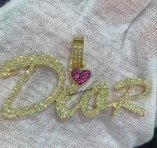 Genuine Moissanite 2 Ct Men's Costom Initial Word Fashionable Pendant 925 Silver