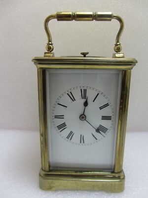 Antike französische Richard & Co Paris Messing Repetier Kutschenuhr, funktioniert inkl Schlüssel