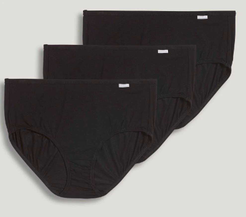 New Jockey Women's size 8 Brief Underwear Supersoft Comfy 3 Pack Black