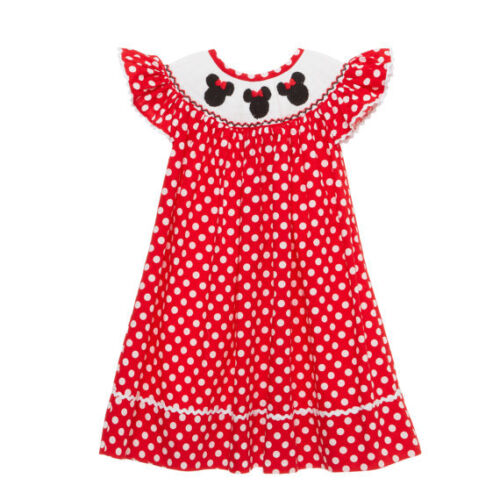Smocked Mouse Ears bishop dress NEW 3m - 8  * girl birthday Minnie* - Afbeelding 1 van 7