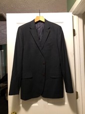 lands'end 44L men's navy 100 wool double vented sport coat blazer jacket