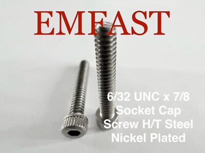 Nickel 6/32 UNC x 7/8 Zylinderschraube mit Innensechskant Stahl Innensechskant Antriebsschrauben