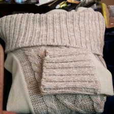 SALE! Cream Knitted Long Sleeve Long Sz Sm Sweater/Dress COWL NECK OFF SHOULDER 