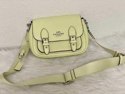 NWT Coach C6782 Lucy Crossbody Bag in Refined Pebble leather Pale Lime