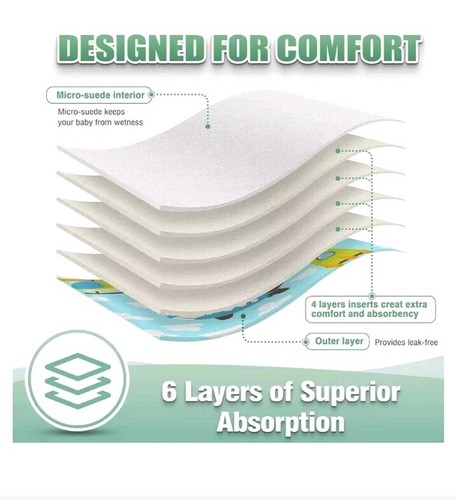 Washable Cloth Diapers wegreeco Cloth Diapers 6 Pack with 6 Inserts & 1 Wet Bag - Picture 2 of 8