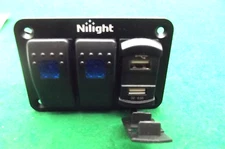 Nilight 90116C, Marine 2 ganged rocker switchs, with USB Charger, NEW