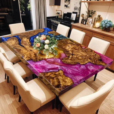 Epoxy Table Top for Dining Coffee Center Home Office Decor River Style