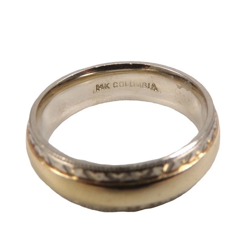 Anillo de boda de eternidad blanco amarillo sólido 14K talla 8,5 Foto 3 de 4