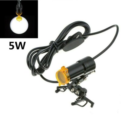 Dental Medical Metal Clip-on 5W LED Head Light with Filter without Battery Black